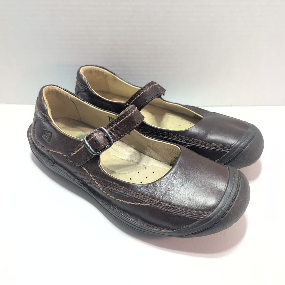 Keen Dark Brown Leather Mary Jane Flats